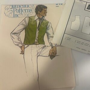 Authentic Vintage Patterns Inc Men's Vest. Old west
